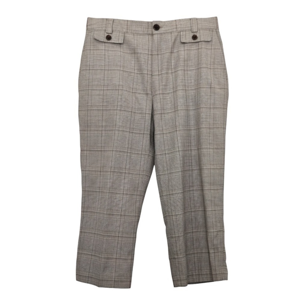 NWT VTG Talbots Cropped Dress Pants GRAY PLAID w/Red-Beige STRETCH COTTON sz 10